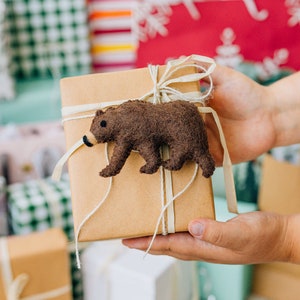 Felt Brown Bear Ornament: Woodland Animal Decor