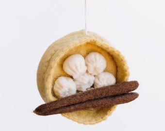 Adorno navideño de bola de masa de fieltro: decoración de árbol de comida asiática