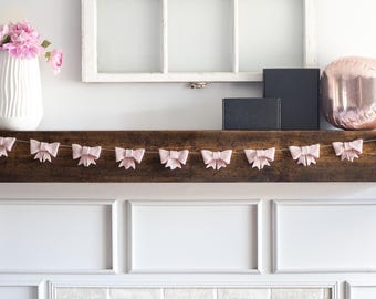 Pink Wool Felt Bow Garland: Baby Shower, Valentine's Day Decor
