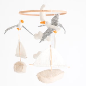 Seagull & Sailboat Mobile: Nautical Nursery Decor