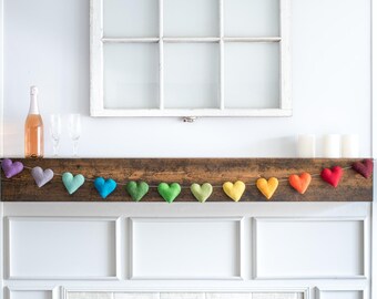 Rainbow Heart Garland: Handmade Party  Decor,  Baby Shower, Valentine's Day Decor