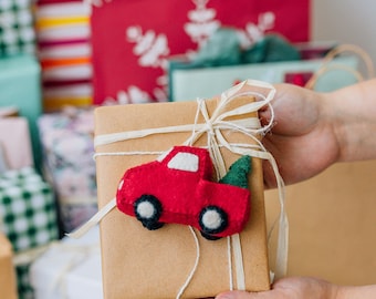 Handmade Wool Felt Truck Christmas Ornament