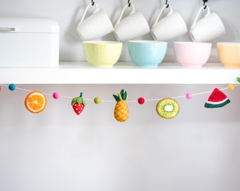 Felt Fruits Garland / Summer Garland/ Summer decoration/ Fruits decoration / Summer Party Decor /Summer Bar Cart decor