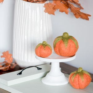 Felted Pumpkin Set: Handmade Wool Fall Decor (Set of 3)