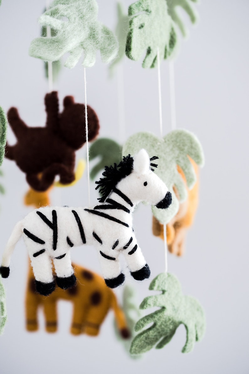 Felt Jungle Nursery Mobile / Baby Animal Mobile / Jungle Theme Etsy