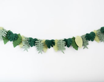 Guirnalda de hojas de fieltro: decoración infantil de safari en la jungla