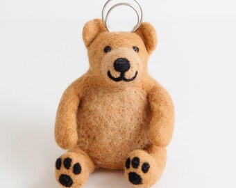 Marco de fotos de osito de peluche de fieltro de lana hecho a mano: decoración para habitación infantil