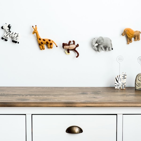 Felt Animal Garland: Safari Jungle Nursery Decor
