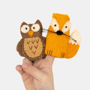 Felt Fox and Owl Finger Puppets: Woodland Kids Toy