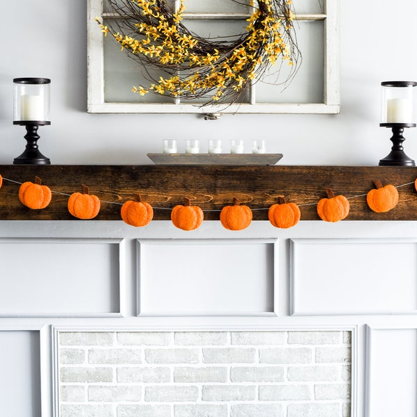 Wool Felt Pumpkin Garland: Fall Thanksgiving Decor