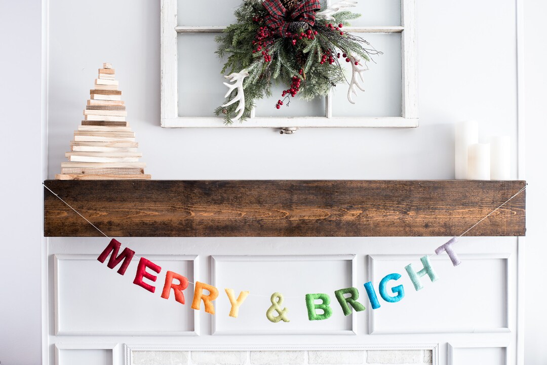 Merry and Bright Garland / Christmas Garland / Rainbow Christmas ...