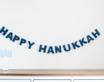 Wool Felt Hanukkah Garland - 6ft Jewish Holiday Banner