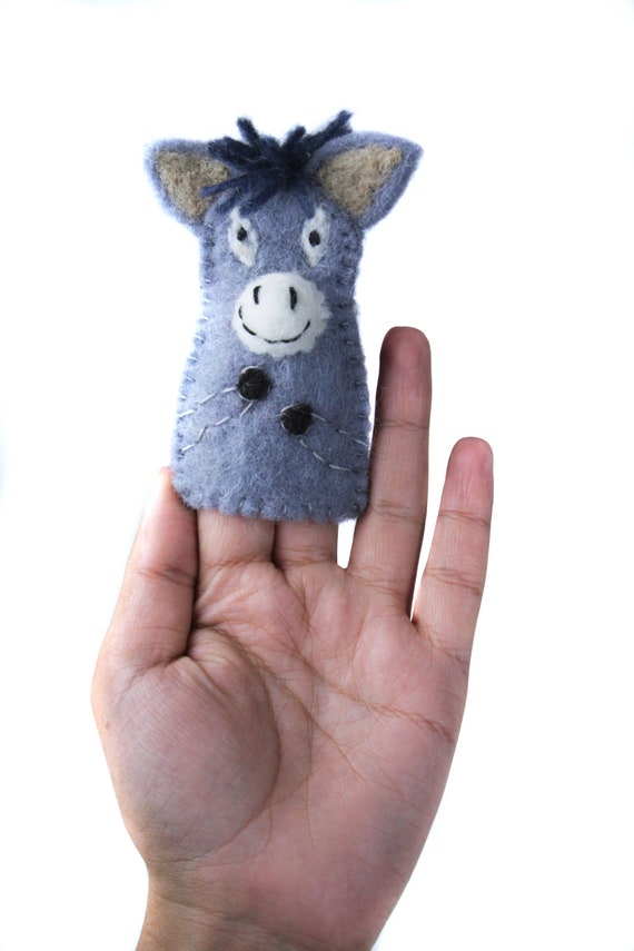 Donkey Finger Puppet Wool Felt Farm 