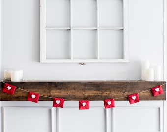 Guirnalda de sobres para San Valentín: decoración de amor rojo, cuerda de 1,5 m
