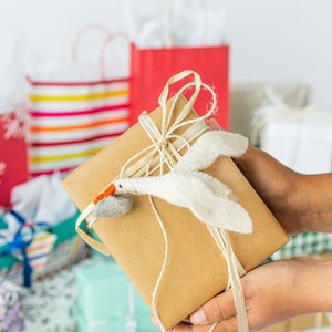 Felt Stork Ornament: Handmade Wool Christmas Decoration
