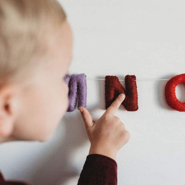 Wool Felt Alphabet Garland: Nursery ABC Decor, Kids Learning