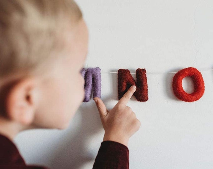 Wool Felt Alphabet Garland: Nursery ABC Decor, Kids Learning