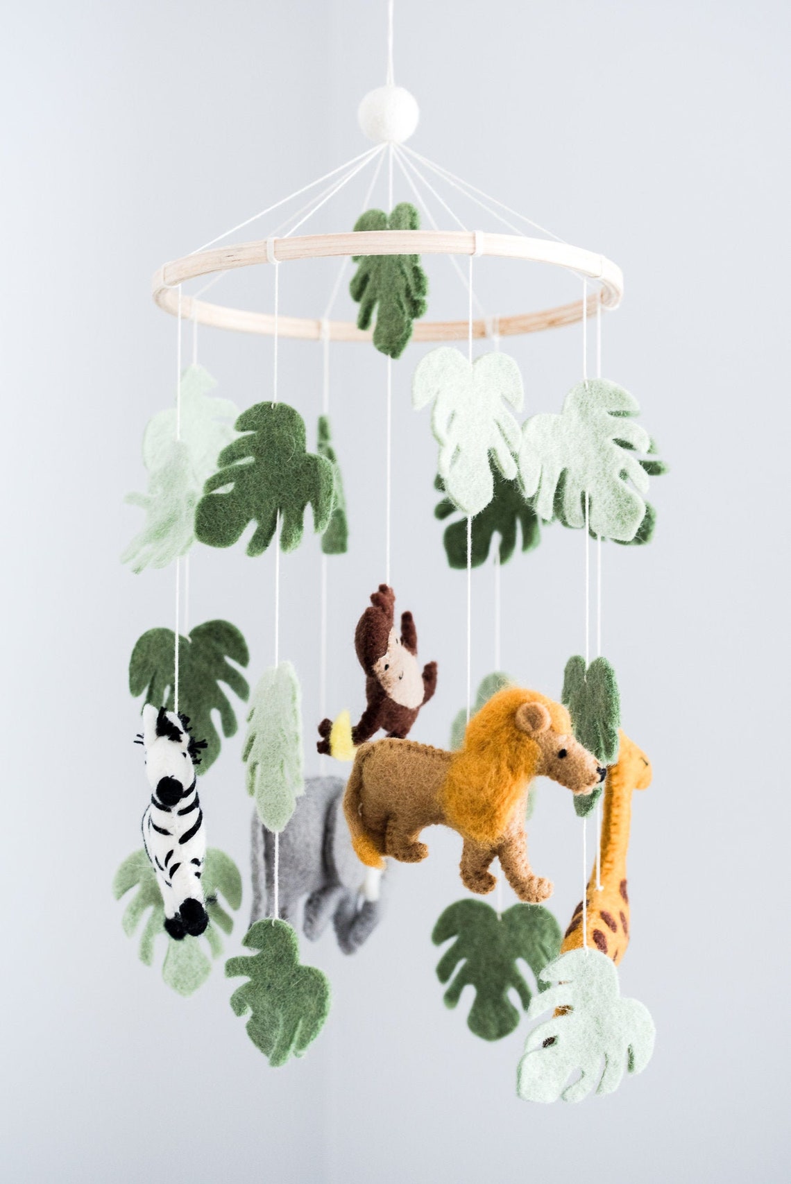 Felt Jungle Nursery Mobile / Baby Animal Mobile / Jungle Theme Etsy
