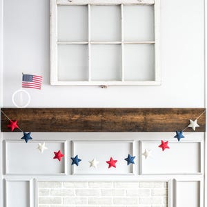 Wool Felt Star Garland, Red White Blue, 4th July Decor