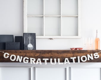 Handmade Felt Congratulations Banner: Wedding, Graduation, Celebrations