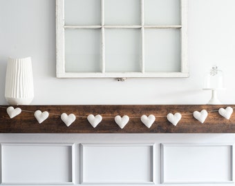 Party Heart Decor, Couple's Gift, White Love Valentine's Garland, Mantel Decor, Wedding Decor, Engagement Banner,  Romantic Wall Art.