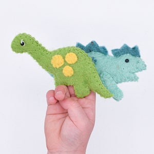 Felt Dinosaur Finger Puppets: Montessori Sensory Toy, Set of 2