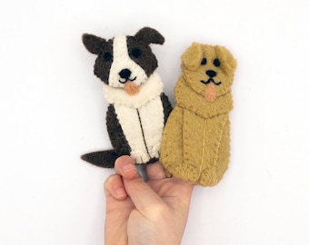 Dogs Finger Puppets /Pet themed kids / Children's stocking stuffers / Sensory toy /  Montessori toy / Finger puppet set / Dog Puppet