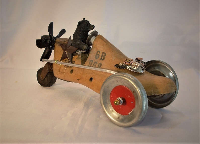 Vintage Shoe Last Repurposed Into Clever little Race Car Shoe Form Race Car
