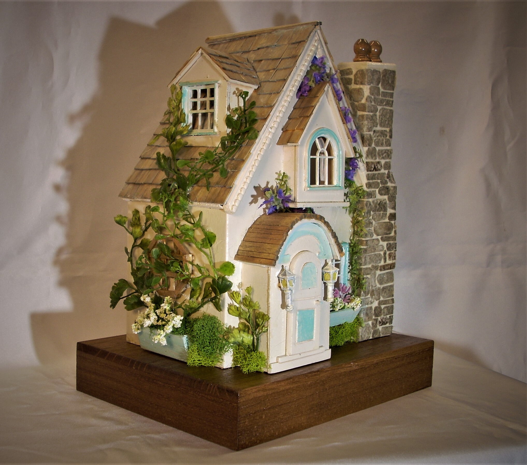 Vine Covered Coastal Cottage Miniature Dollhouse Fairy House Etsy