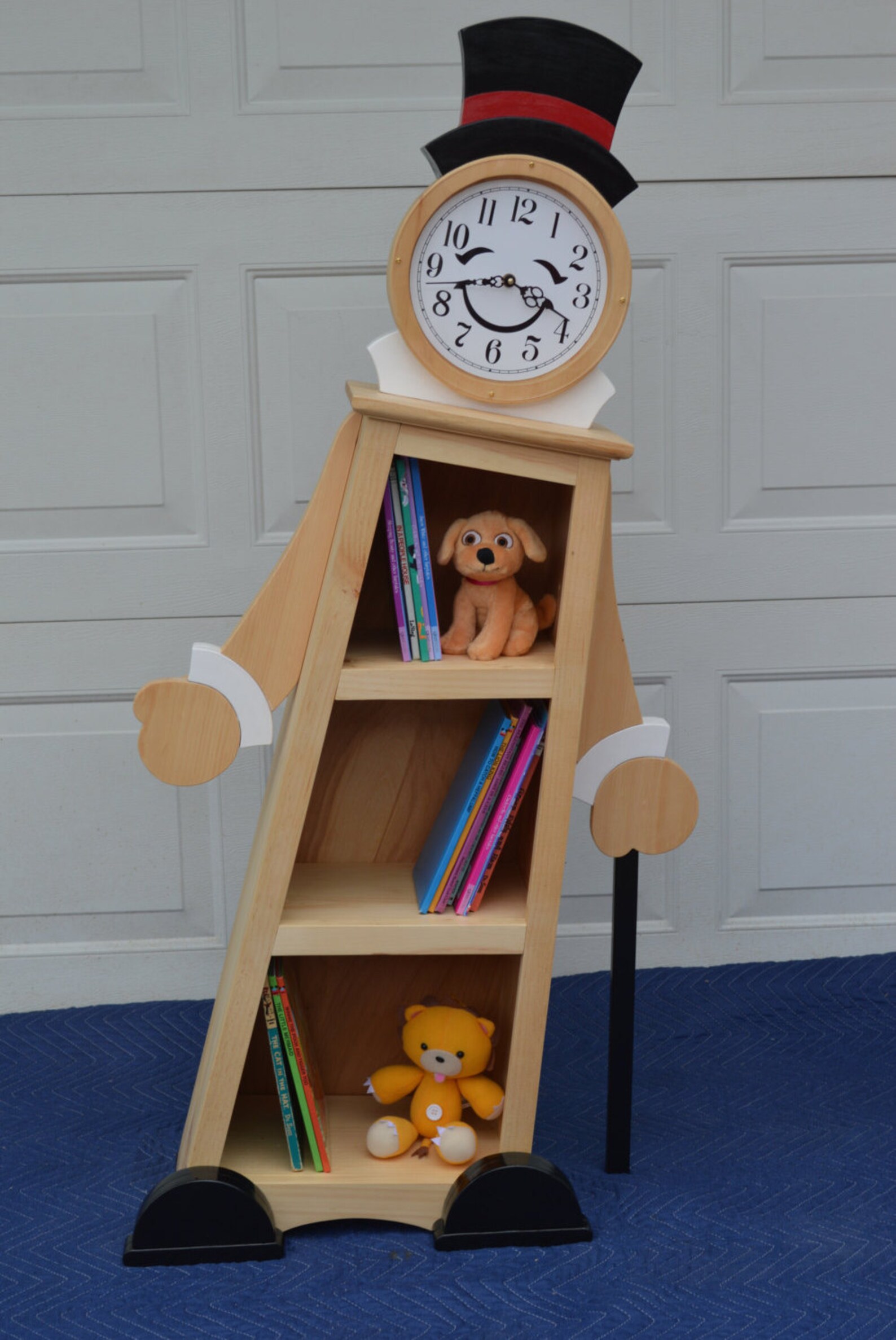 4' Leaning Clock Bookcase Kids Bookcase Kids Bookshelf Etsy