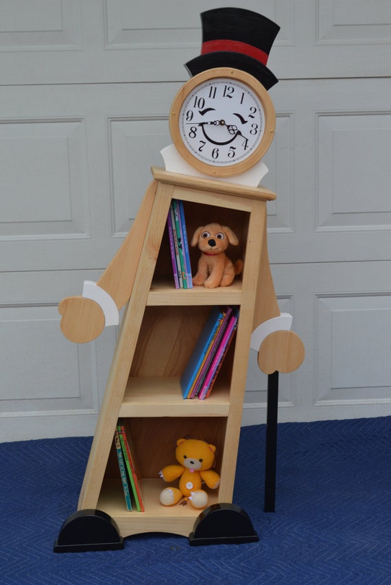 4 Leaning Clock Bookcase Kids Bookcase Kids Bookshelf Etsy