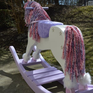 Handmade Rocking Unicorn, Unicorn rocking horse, nursery furniture, photography prop, wooden rocking horse, unicorn decor, pegasus image 3