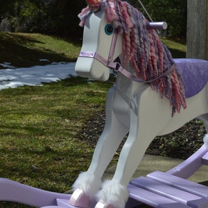 Handmade Rocking Unicorn, Unicorn rocking horse, nursery furniture, photography prop, wooden rocking horse, unicorn decor, pegasus image 2