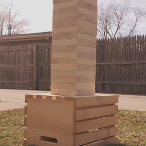 Giant Tippy Tower Yard Game with Solid Wood Crate, Outdoor game with carrying case, tower game, jumbo yard game, outdoor game, party game