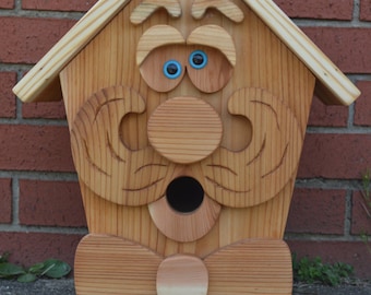 Large Gentleman Cedar Birdhouse with Flush Mount Hardware, Whimsical Birdhouse, Cedar Bird Feeder, Wooden Birdhouse, Cedar Bird, yard decor