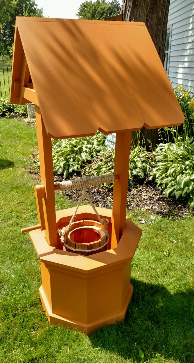 5' Wooden Wishing Well with Optional Cedar Planter Bucket Etsy