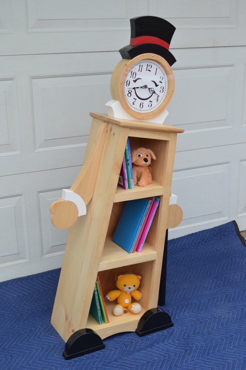 4' Leaning Clock Bookcase Kids Bookcase Kids Bookshelf Etsy