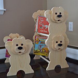 Stackable Bear Bookshelf, kids furniture, Kid's Bookshelf, Winnie the Pooh, Kid's Bookcase, nursery furniture, Teddy Bear, nursery book image 4