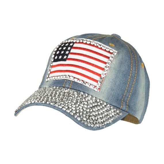 NEW USA FLAG Rhinestone Bling Baseball Cap - Etsy Israel display picture 3