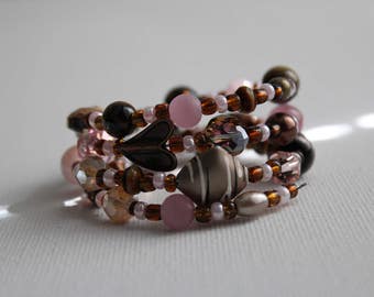 Chocolate Covered Strawberry- Coil Bracelet
