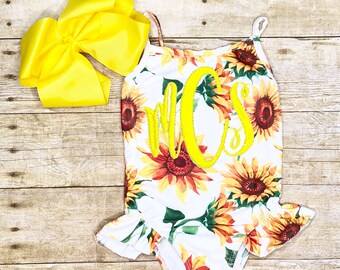 girls sunflower bathing suit