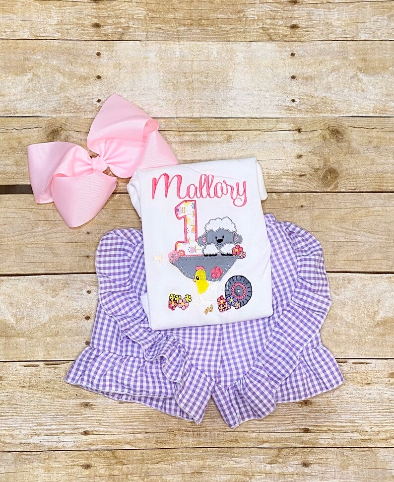 Farm girl birthday outfit barn birthday outfit animal birthday outfit shirt lamb birthday outfit Lamb birthday shirt