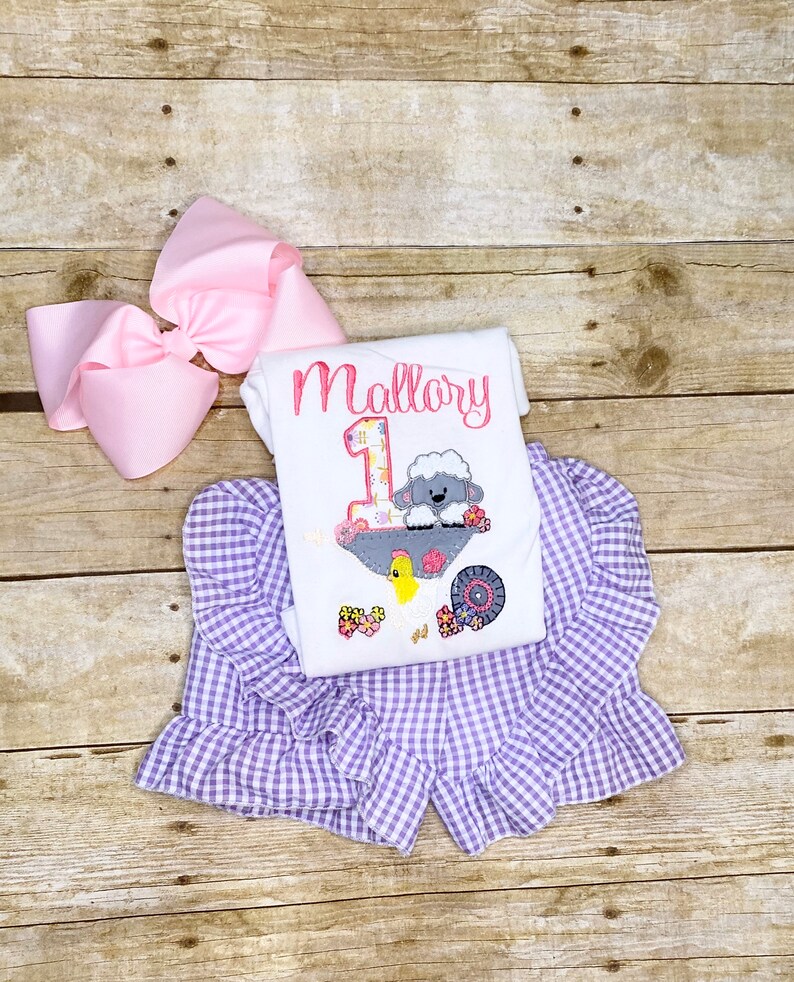 Farm girl birthday outfit barn birthday outfit animal birthday outfit shirt lamb birthday outfit Lamb birthday shirt
