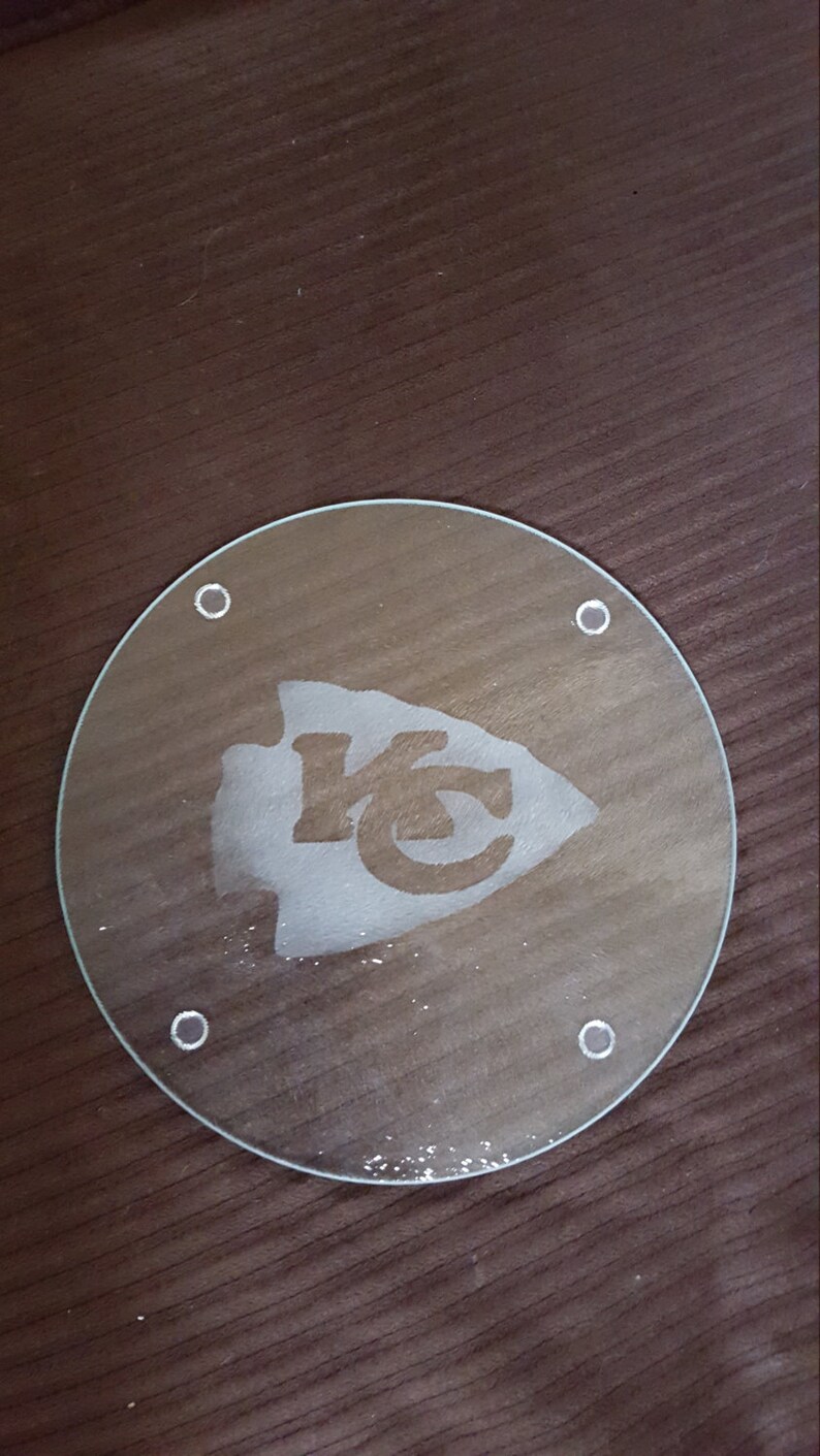 NFL football Kansas City Chiefs logo etched glass cutting Etsy