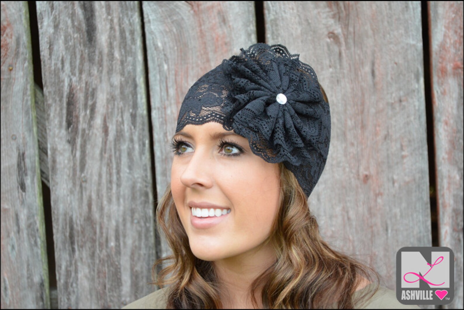 Lace Flower Headband Lacy Stretch Hairband Black LHBFBLK Etsy