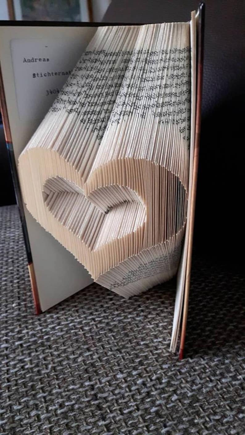 Book Folding Pattern HEART Free Tutorial Etsy UK