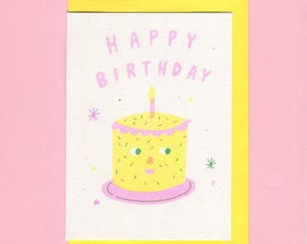 Happy Birthday - Risograph Greeting Card