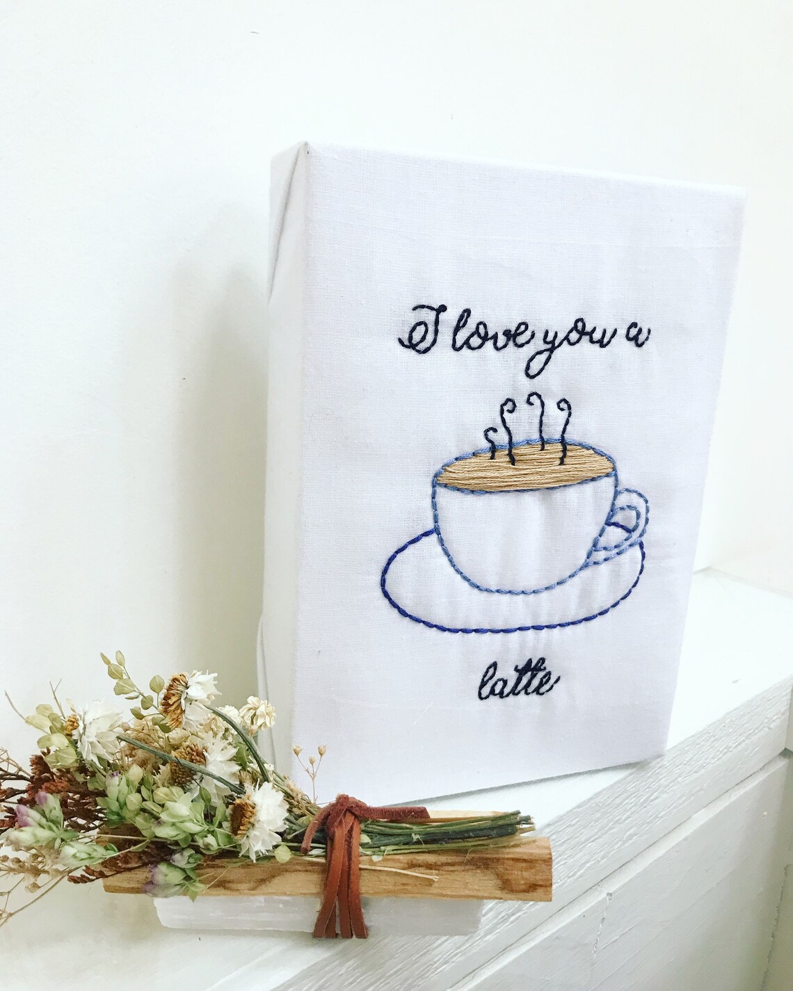 I love you a latte cute embroidery coffee on canvas gift  etsy