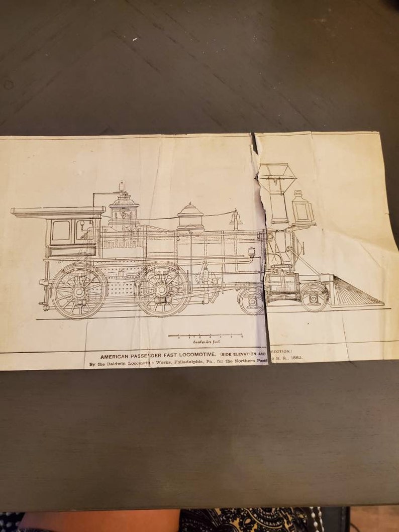 Vintage poster American Passenger Fast Locomotive 1882s size 106