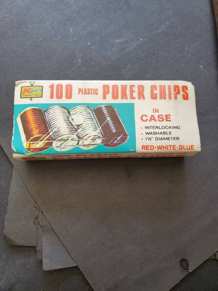 Vintage poker chips 100pc Plastic Original Box Kmart Rare Etsy